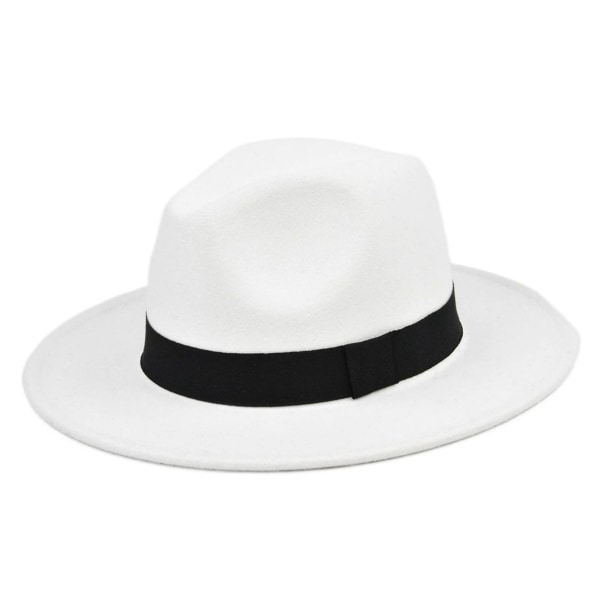 Retro Rancher-hattu leveällä reunalla, vintage -tyylinen miesten huopahattu lomatarvike White