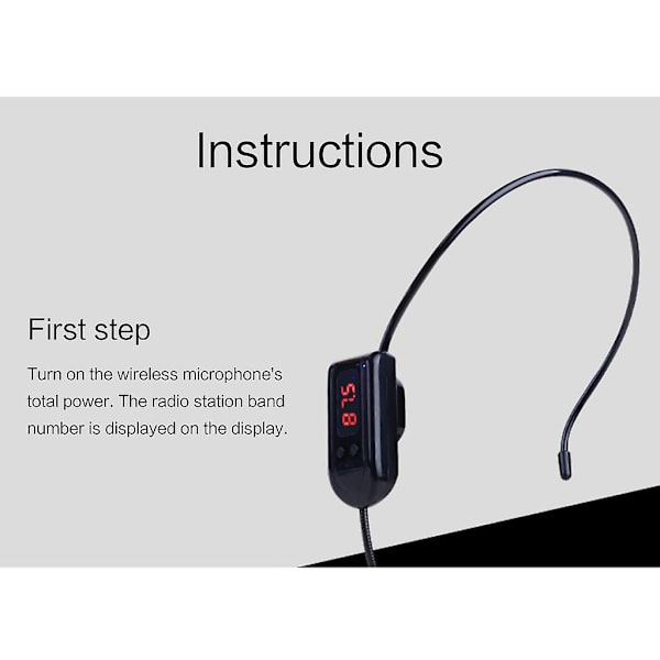 Sort bærbar FM trådløs mikrofon headset radio megafon til guideundervisning møde forelæsninger forsyninger db Black