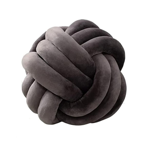Knot Ball Throw Pillow, Rundt Knutet Plysj Pynte Pute For Preppy DB Dark Grey 20CM