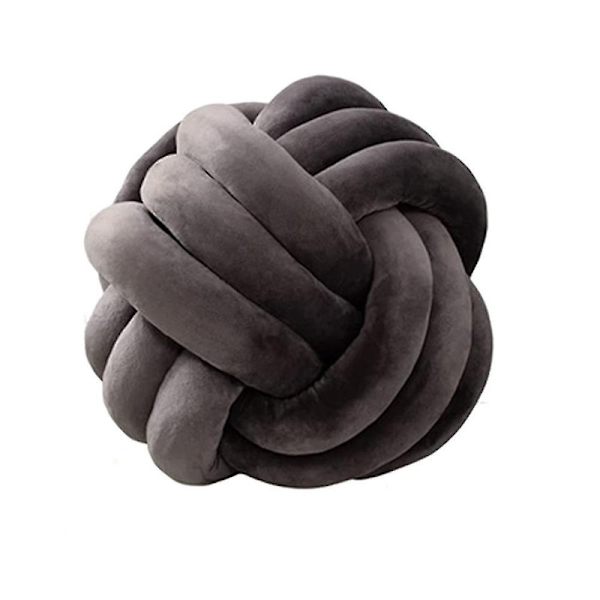 Solmu pallo tyyny, pyöreä solmittu pehmo tyyny koristetyyny Preppy DB:lle Dark Grey 20CM