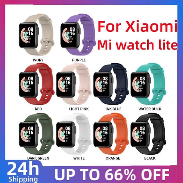 Silikonrem til Xiaomi Mi Watch Lite Udskiftningsurrem Lychee Mønster Armbånd til Xiaomi db Black