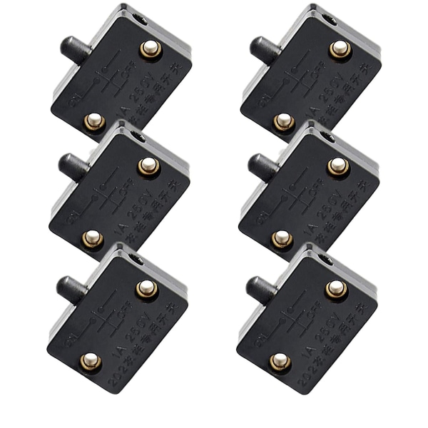 6 stk dør LED-bryter for skaplys, normalt lukkede skap elektriske lampesbrytere, for skap P [DB] Black