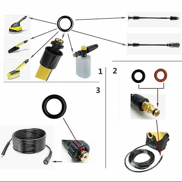 2.640-729.0 For Karcher K2 K3 K4 K5 K6 K7 Trykkvasker Dyse O-Ring Tetningssett