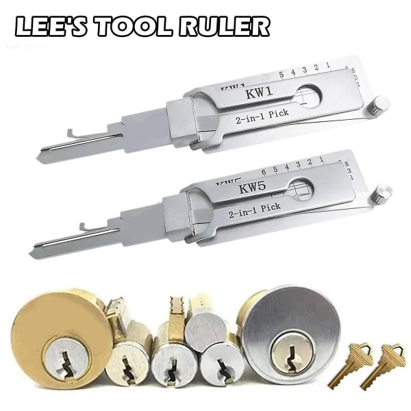 Låssmed Lishi 2 i 1 verktyg Kw5 för dörr Civil låsöppnare Handverktyg Professionell låssmed Handverktyg [DB] Silver