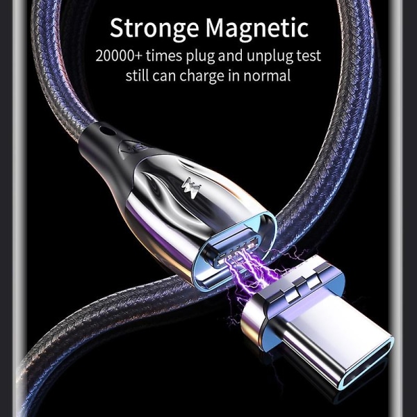 Bärbar slitstark magnetisk Type-c 5a snabbladdningskabel för telefon Jikaix Black