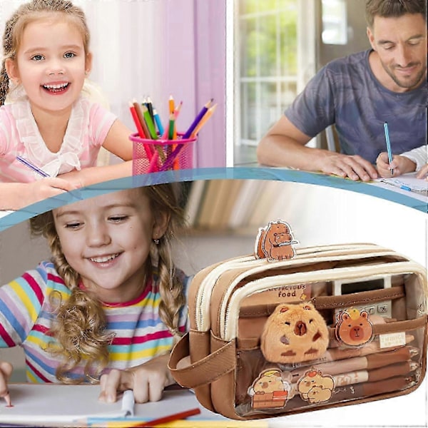 Kapibara Blyantveske, Kapibara Transparent Blyantveske, Søt Kapibara Blyant [DB]