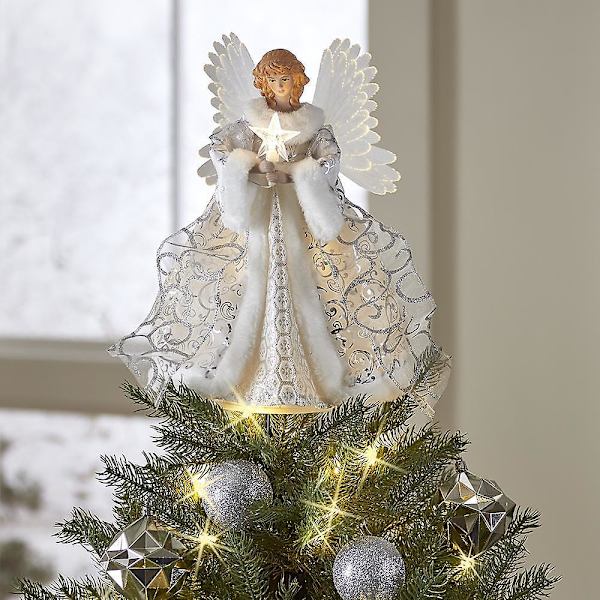 Juletrær Topper USB LED Lys Engel Fe Xmas Treet Topp Ornament Nyttår Festlig Festdekorasjon For Hjem Innendørs  [dB} B