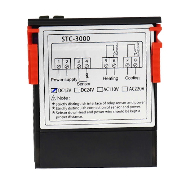 STC-3000 Digital Temperaturregulator med Sondsensor DC 12V/24V AC 110-220V [DB] DC12V