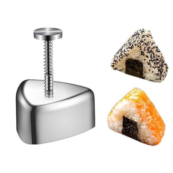 Triangulär onigiri-form i rostfritt stål för att göra dina egna onigiri-risbollar. Perfekt verktyg för att göra... (DB)