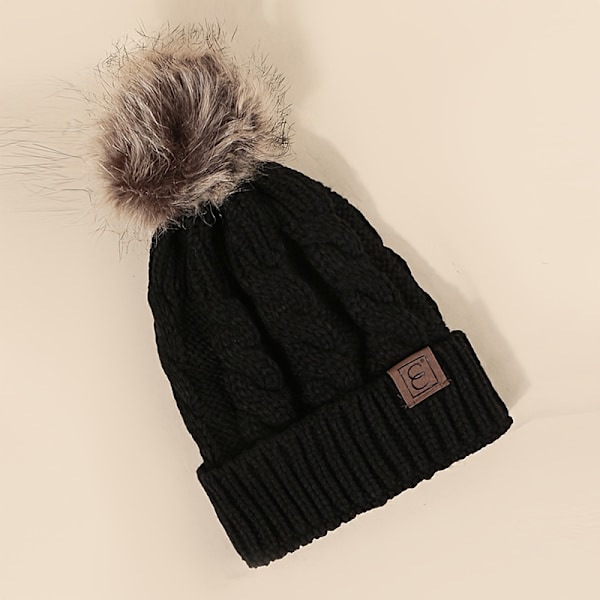 Talvinen Ylisuuri Yksivärinen Kaapelinneule Pom Pom Pipo, Ystävänpäivälahja Hänelle White One Size Fits All
