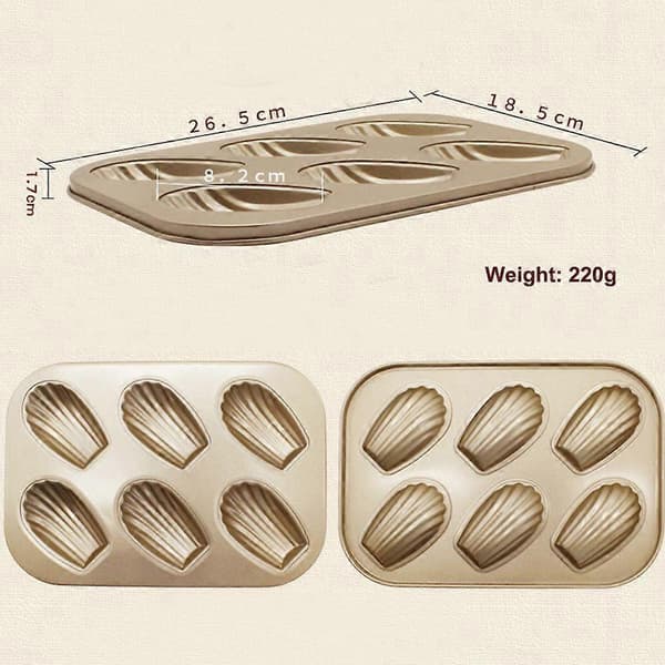 Non-stick gryde, 6-hulrums skal kage bageplade Chokolade non-stick bageplade, til bagning af bageværktøj[DB]