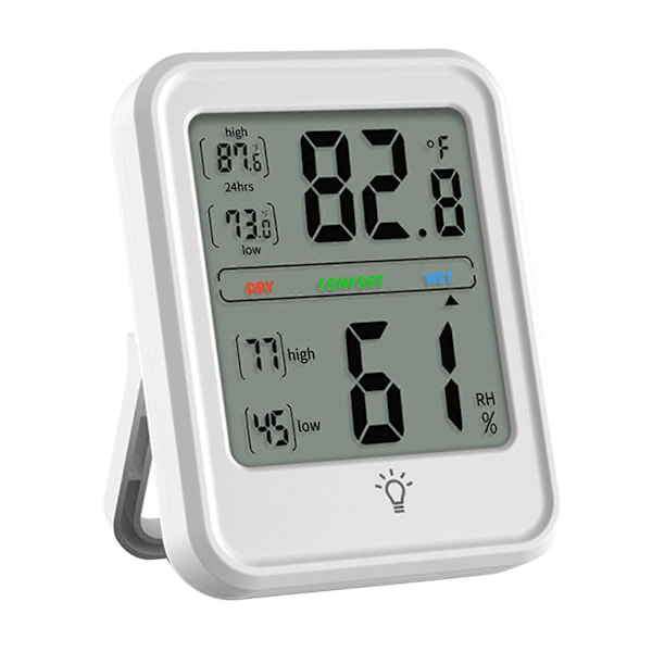 Digital Hygrometer Termometer Inomhus Temperatur och Luftfuktighet Mätare Monitor med LCD-Skärm för Hem Sovrum Kontor Växthus {db} White