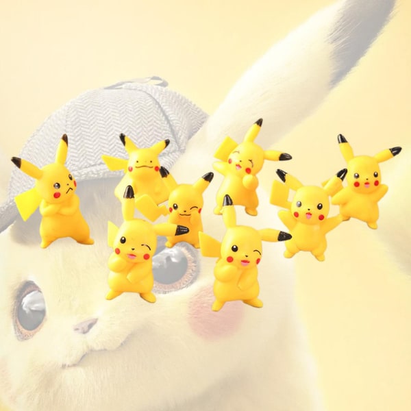 8 stk. Pikachu Actionfigur med fint håndværk Slidstærk PVC Pikachu Battlefigur til underholdning Db 8pcs