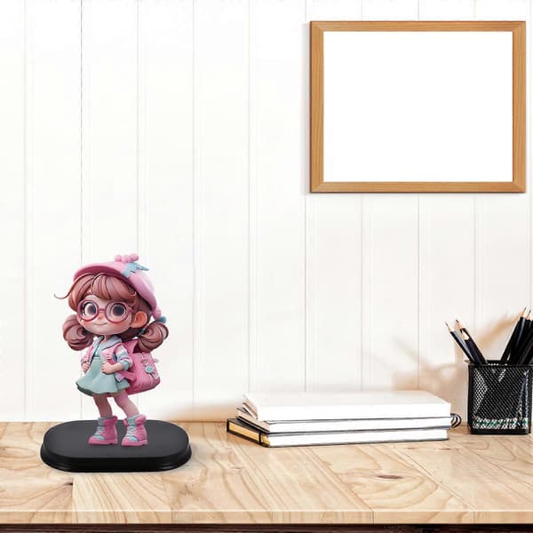 Oval trebase for actionfigur-display til minidukker 5 stk. Materiale[DB]