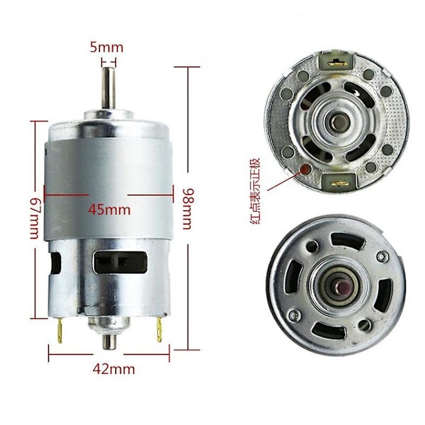 775 DC 12V 12000rpm Högt Vridmoment Lågt Ljud Hög Motor Växellager [DB] Silver 10x 4.5cm