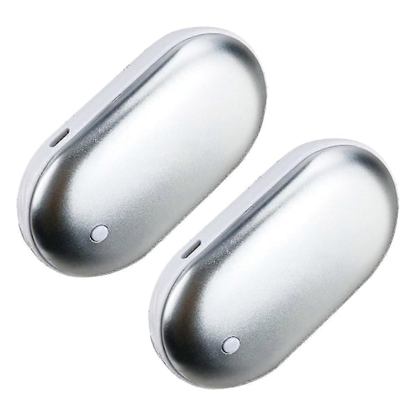 2 kpl Ladattavia Käsienlämmittimiä USB Virtapankki Sähköinen Taskulämmitin [db] White