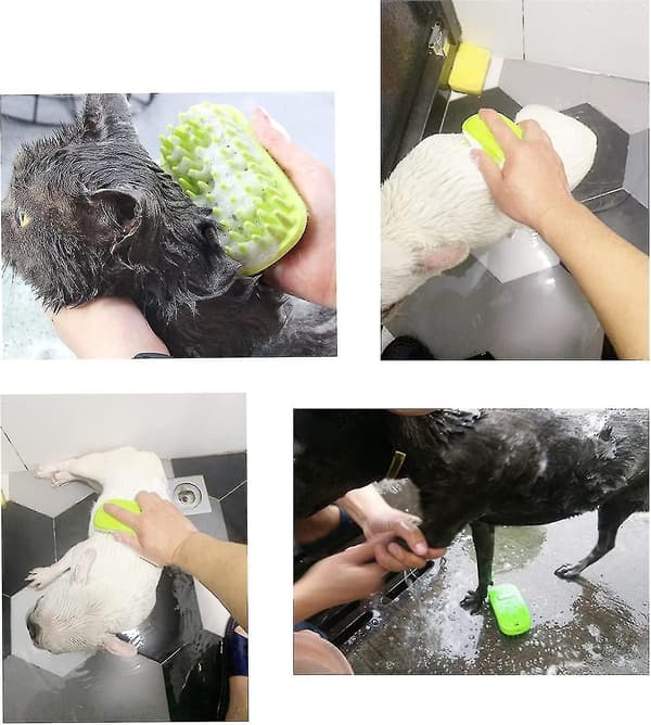 2-pak silikone hundeshampoo-børste, hundemassagekam, blød badebørste til mellemstore hunde