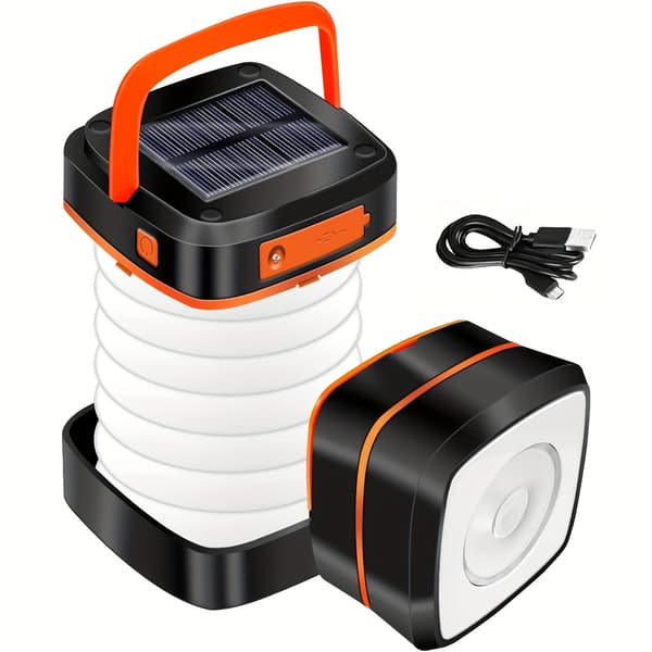 Solcellelanterne Camping - Sammenklappelig solcellecampinglampe genopladelig - LED bærbar USB solcellelampe IP65 lys til Backpackin [DB] Green