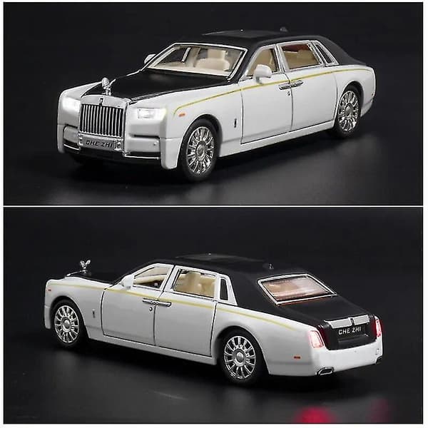 1/32 Rolls Royce Phantom Diecast Legetøjsbil Miniature Model Luksus Super Tilbage Træk Lyd & Lys Døre Kan Åbnes Samling Gave Barn Db Rolls-Royce Phantom2