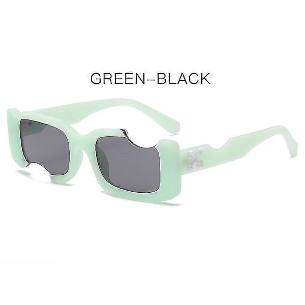 Hip-hop Neliö Aurinkolasit Naiset Miehet Off Notch Reikä Design Valkoiset Aurinkolasit Siniset Naiset Vintage Shados Silmälasit UV-suoja_LL_a05 [db] Green Gray