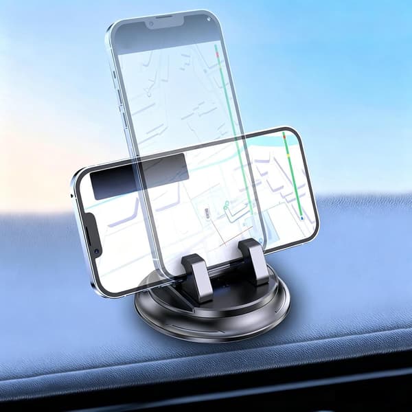 Telefonholder til dashbord – En telefonholder som kan festes til dashbordet. (DB)
