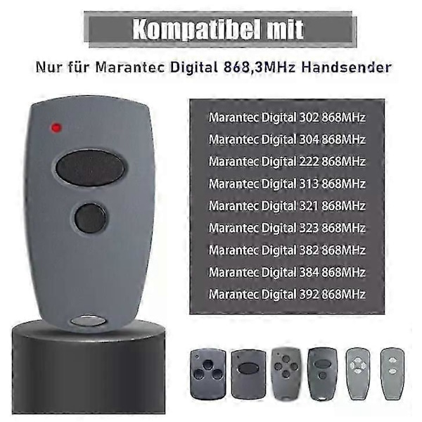2X Garasjeport Håndsender for Marantec D302/D304-868, D321/D323-868, 868.3MHz JR2025032601287 [DB]