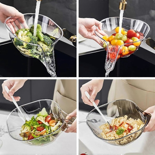 Avloppskorg Multifunktionell Plast Dräneringsskål, Diskbänk Avloppskorg Durkslag Sil Förvaring Tvätt Grönsaker Frukt Sallad (Grå) db