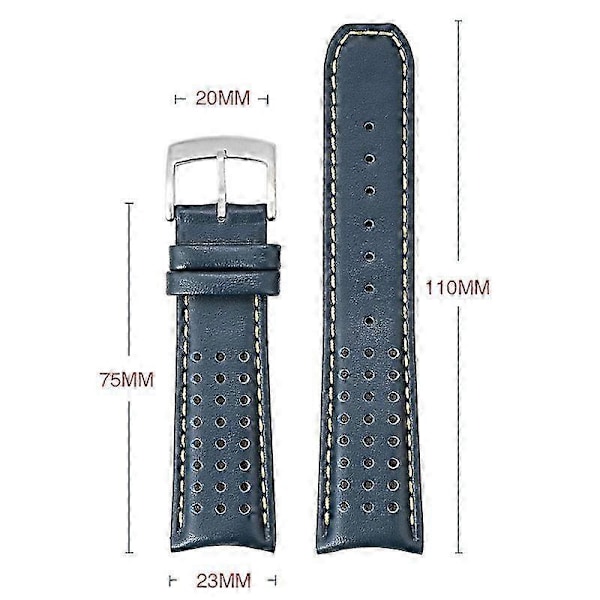 Til Citizen Blue Angels I II III AT8020/JY8078 Urrem Læderrem 23MM [DB] Yellow Line