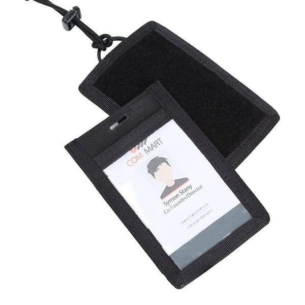 Taktisk ID-kortholder Organizer Hook&Loop Patch Badge Holder med nakkestropp [DB] Black