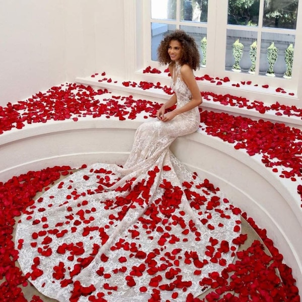 2000 Faux-ruusun terälehdet ystävänpäivä, ehdotus, hääkukat, konfetti, pöytälevy