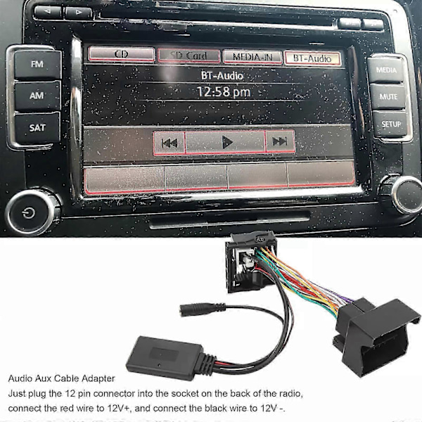 Bil Bluetooth 5.0 AUX-adapter med håndfri mikrofon for RCD310 RCD510 RNS310 db