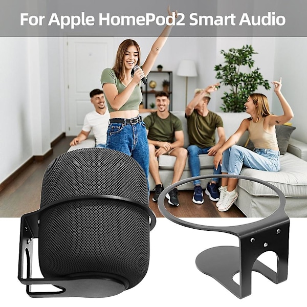 Seinäteline Apple HomePod2 Smart Audio -kaiuttimelle, tukeva metallinen seinäteline [DB] Black