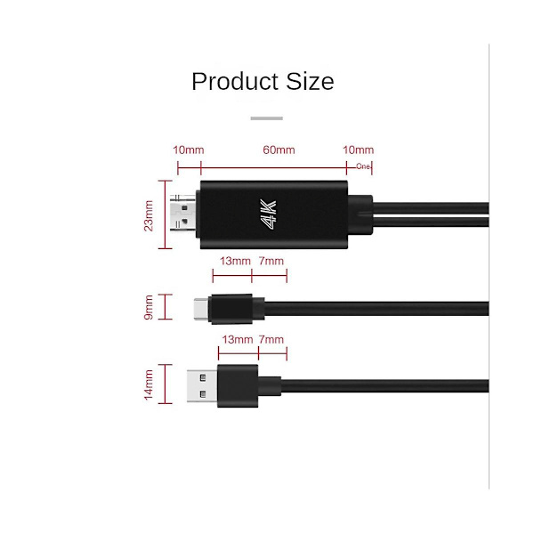2-in-1 USB-C 3.1 Type-C -yhteensopiva 4k 30 Hz:n sovitinkaapelissa USB-virtalähde puhelimeen liitettäväksi