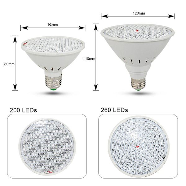 E27 15w LED plantelampe til indendørs planter, ækvivalent fuldspektrum plantevækstlampe til spiring og blomstring