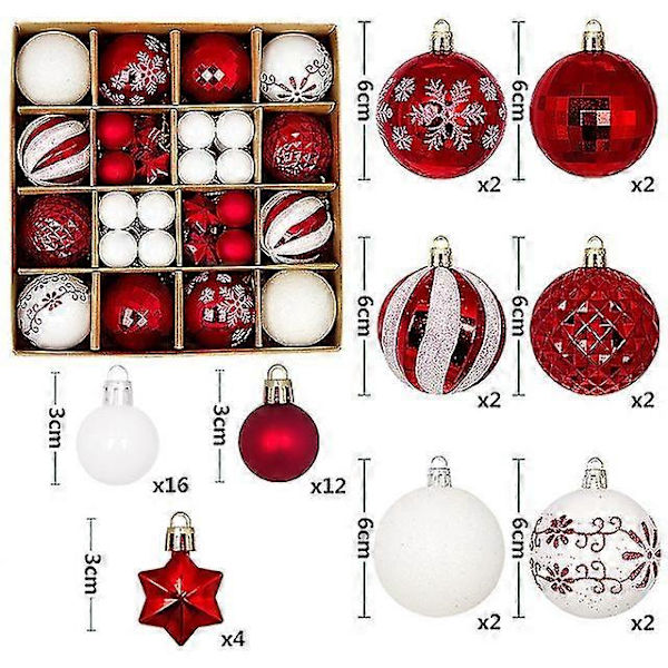 Nya julgranskulor 44 st  Kuldekoration Set Färgglada julgranskulor Shatterproof Hängande julgransdekoration [DB] 44pcs  D