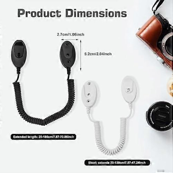 2-pack magnetiska fjärrkontrollhållare med spirallinor - Väggmontering, självhäftande, anti-förlust, säkra fjärrkontroller & små föremål [DB] White 70 inch