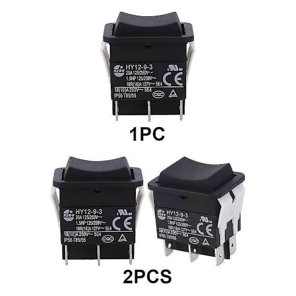 HY12-9-3 Liten Industriell På/Av Vippbrytare Tryckknapp Båge ABS Hållbar [Db] 2PCS