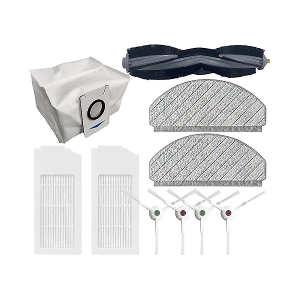 Ecovacs Deebot T10/T10 Plus -robotti-imurin pääsivellin, sivusiveltimet, pölypussi, HEPA-suodatin, moppi-liina, varaosat [DB] As Shown