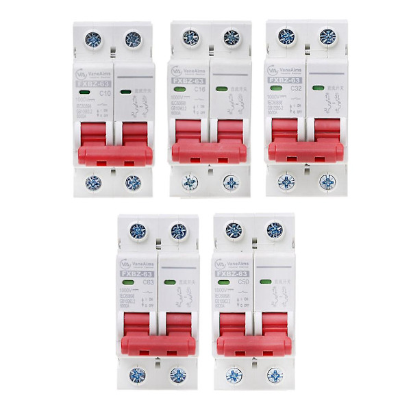 2p DC 1000v Solcell Miniatyrkretsbrytare 10a/16a/32a/50a/63a DC Fotovoltaisk Mcb
