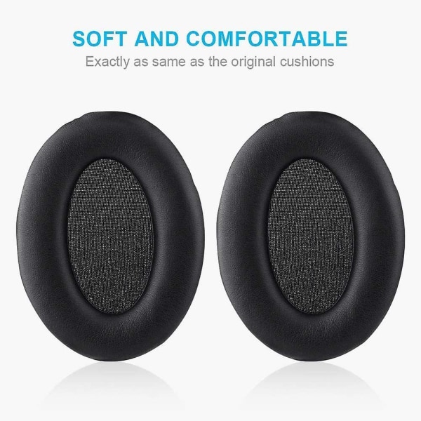 Öronkuddar för Sony Wh-1000xm3 trådlösa hörlurar, utbytes öronkuddar-protein läder svart {DB