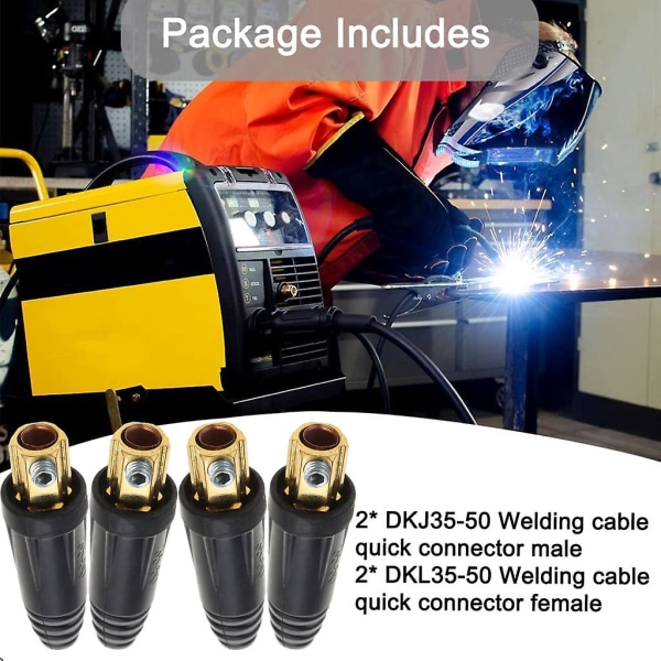 2-delad svetskabel skarv snabbkontakt par 200amp-300amp (#4-#1) 35-50 Sqmm Dkj35-50 & Dkl35-50