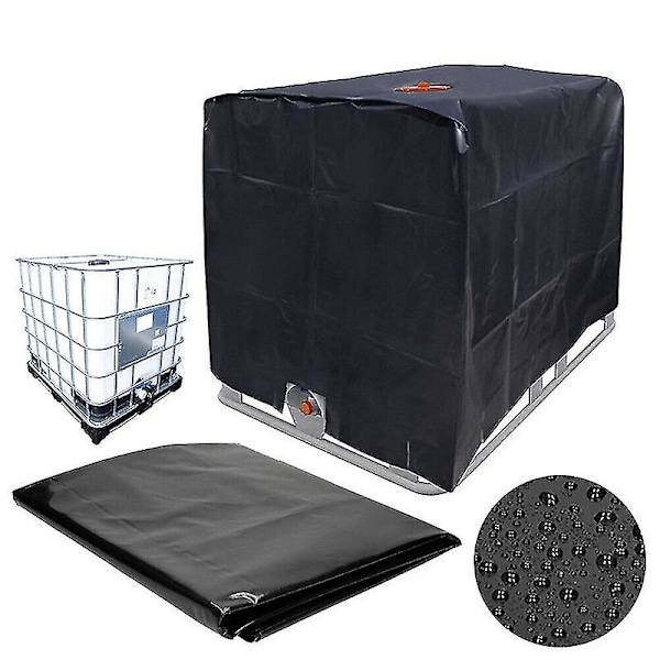 IBC-säiliön kansi, pressukankaasta, 1000 litran IBC-säiliölle, 116 x 100 x 120 cm, vesisäiliön kansi, UV-suojattu, vedenpitävä (musta) [DB]