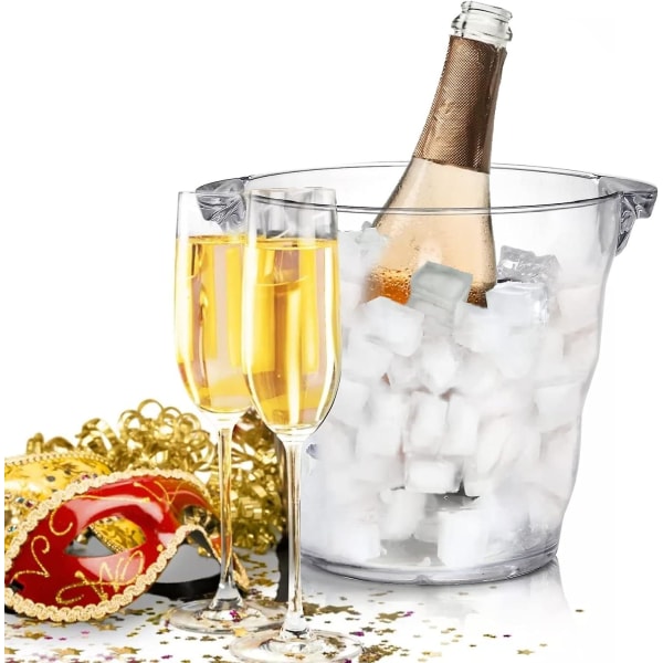 Klare drikkekar med håndtag, tyk vinkølespand til bar, hjemme, fester, 4 liter, til 2 vin- eller champagneflasker