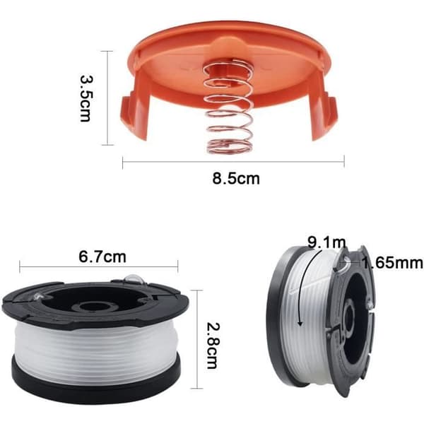 Automatisk tråderstatningsspole for Black and Decker trimmere 6 trådspoler [18][DB]