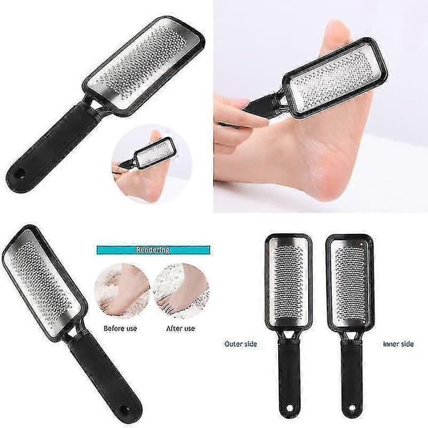 Pedicure Fodfil Skraber, Rustfrit Stål Hård Hudfjerner Rasp (Sort) [DB]