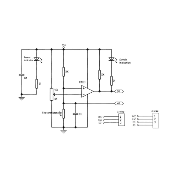 5mm fotosensitiv sensor modul sensor modul digital lysdeteksjon Lm393 3 pinner for