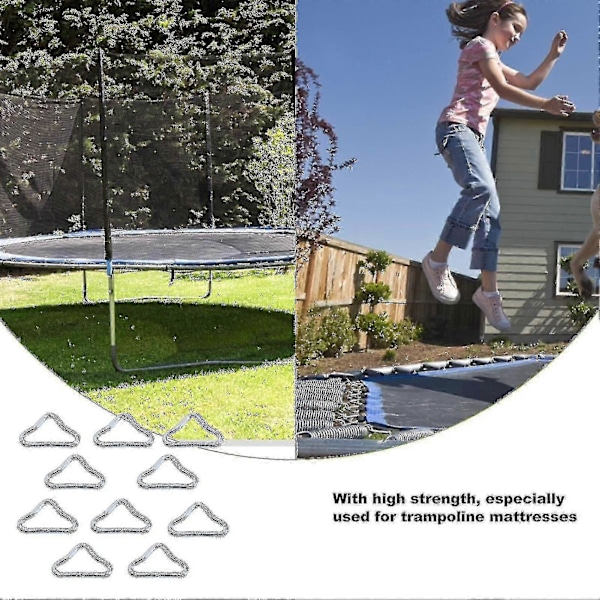 20 stycken triangelringspännen i rostfritt stål v-ringar kompatibla trampolin reservdel trampolinmatta [DB]