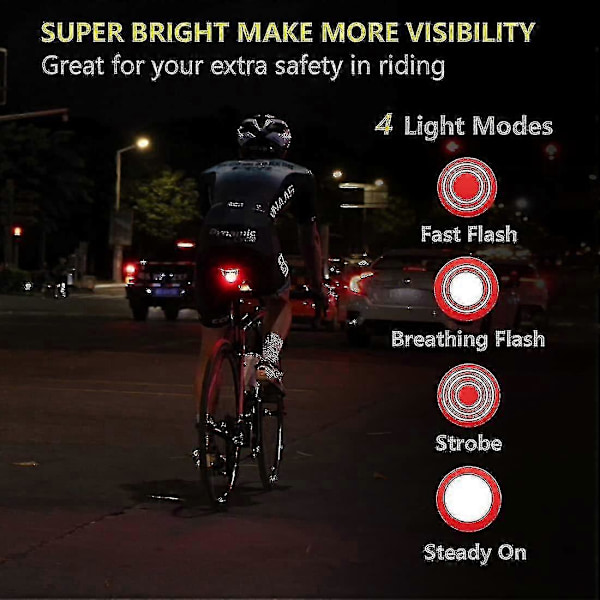 Yhsqv-smart Cykel Baglygte Ultra Lys Stærk Bagbremselygte USB Genopladelig LED Baglygte Vandtæt Vejcykellygte [db]