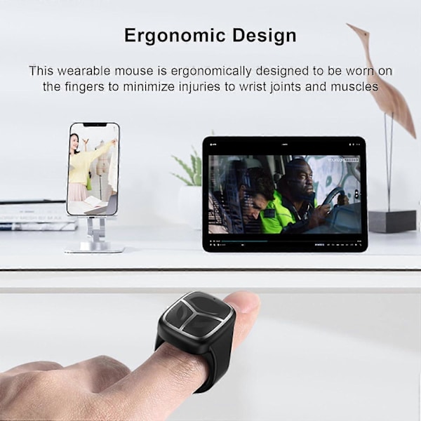Trådløs Bluetooth Mus Mini Intelligent Håndholdt Fingerring Mus Bluetooth Bærbar Mus Genopladelig Fjernbetjening Tommelfinger Mus [DB]