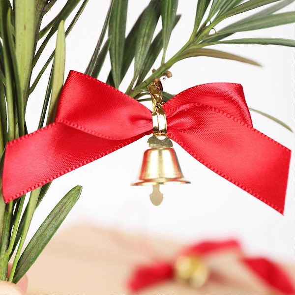 Julebånd for gaveinnpakking Forhåndslagde glitter mini juletrær med bjeller Twist Tie Bånd for godteriposer Forhåndsbundet små b [DB] red